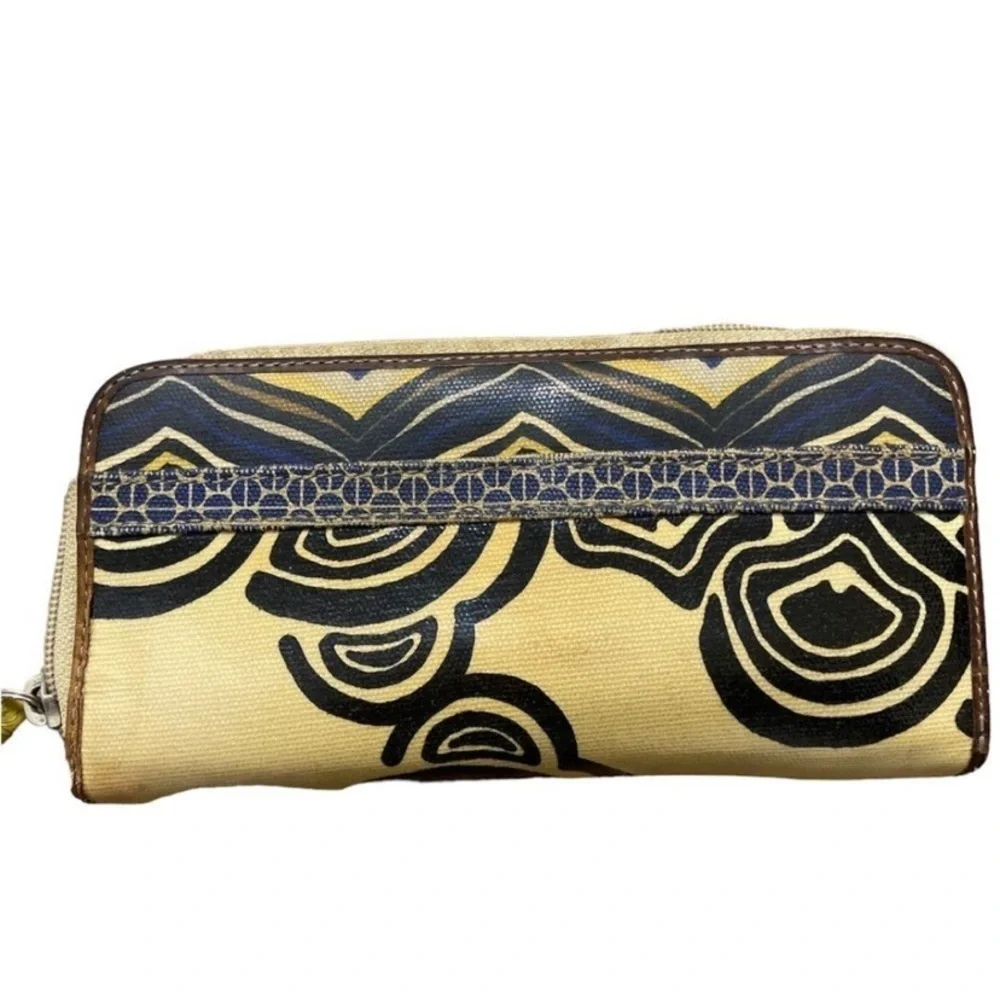 Fossil key per Women's Yellow and Black Patterned Clutch wallet